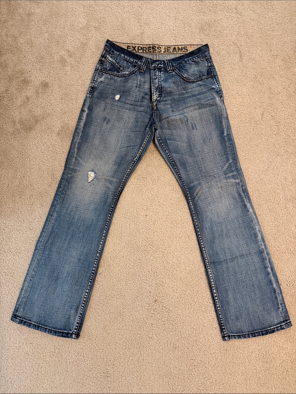 Express Men's Light Blue Bootcut Jeans